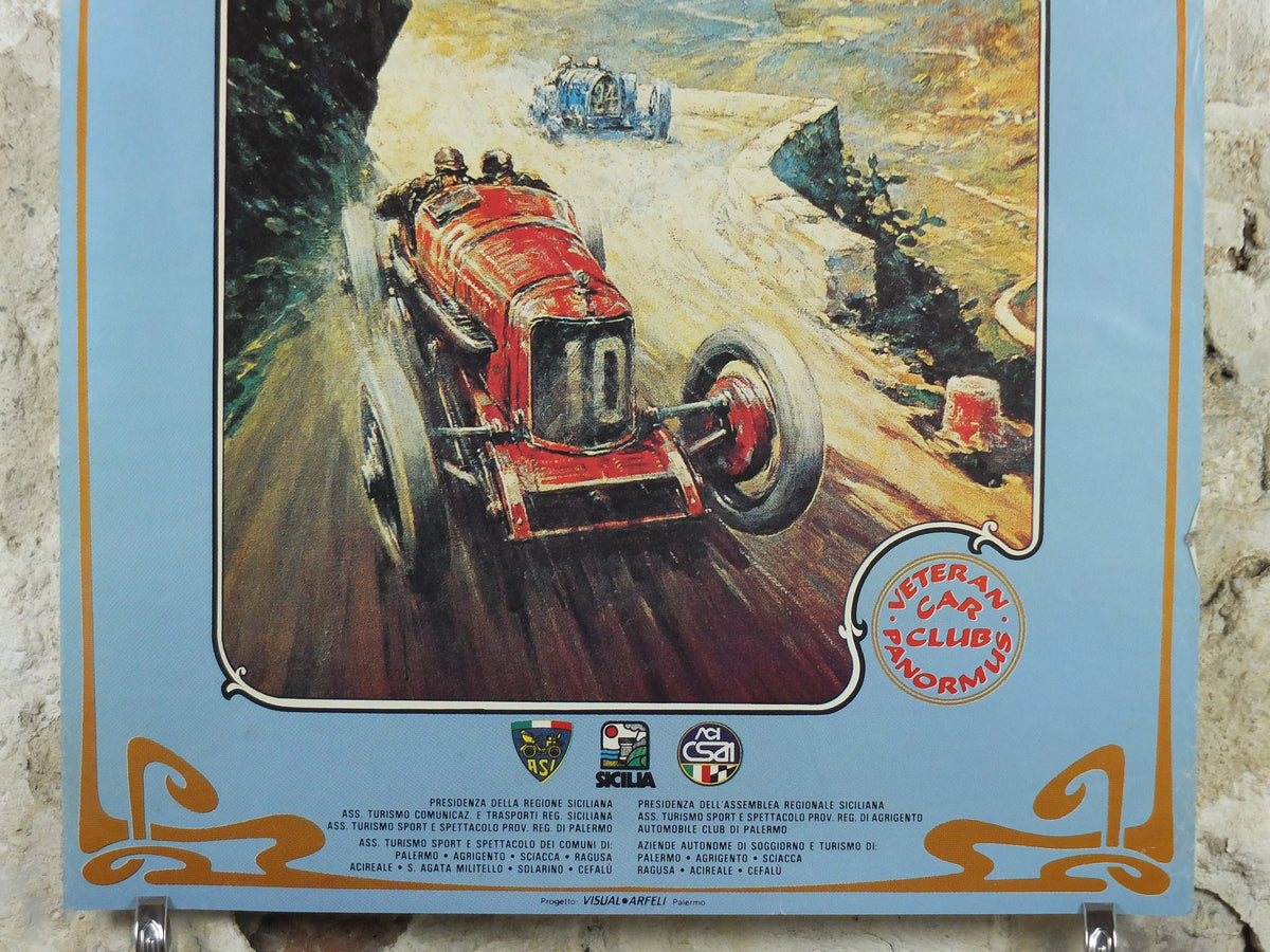 1990 La Sicilia dei Florio Poster, Panormus Vintage Car Rally enthusiasts, Sicily, Italy, motor sport motorsport, wall art decor