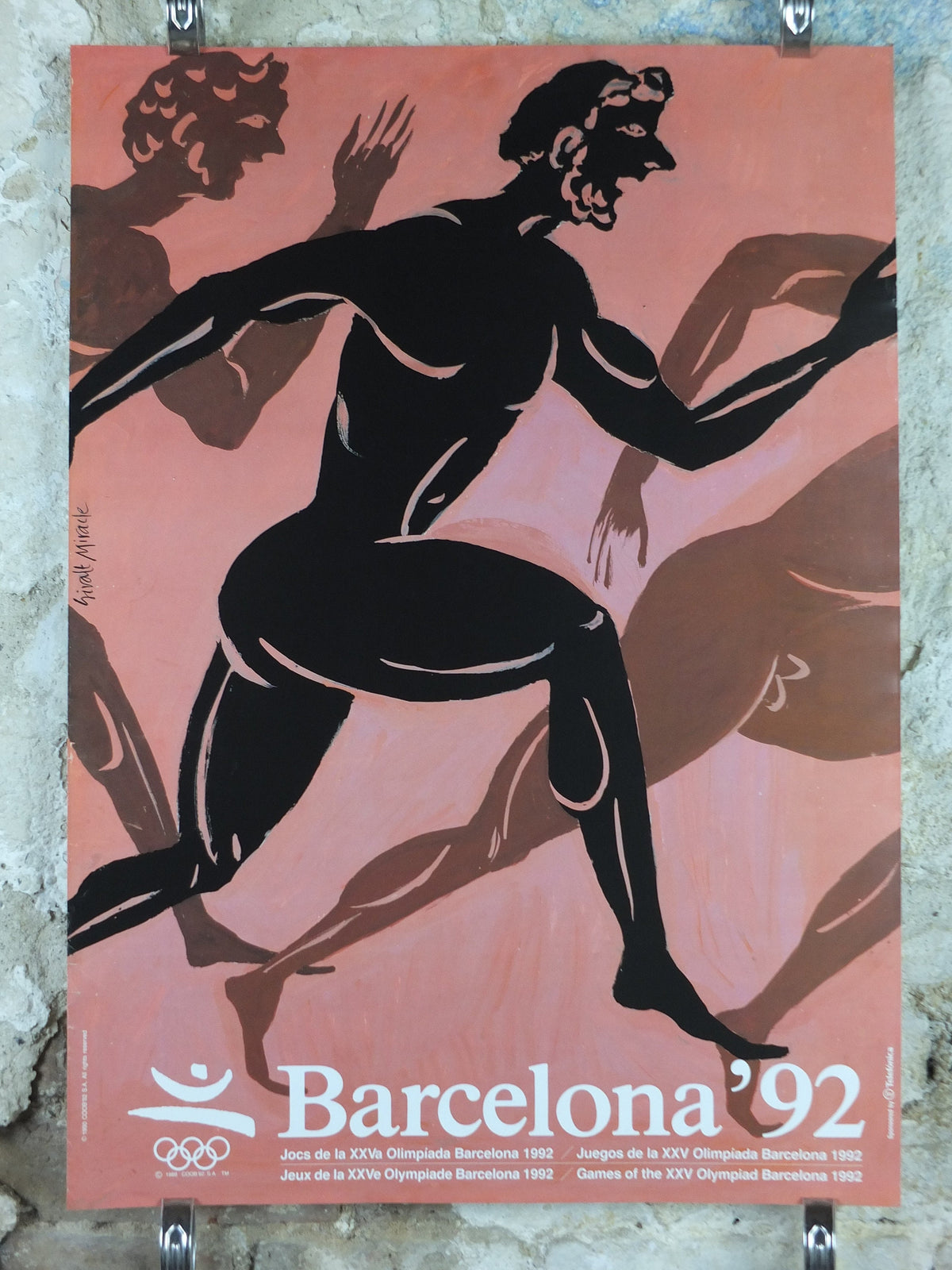 1992 Vintage Barcelona Olympic Poster, Athletics by Giralt Miracle, XXV Olympiad, post modern, sport wall art decor