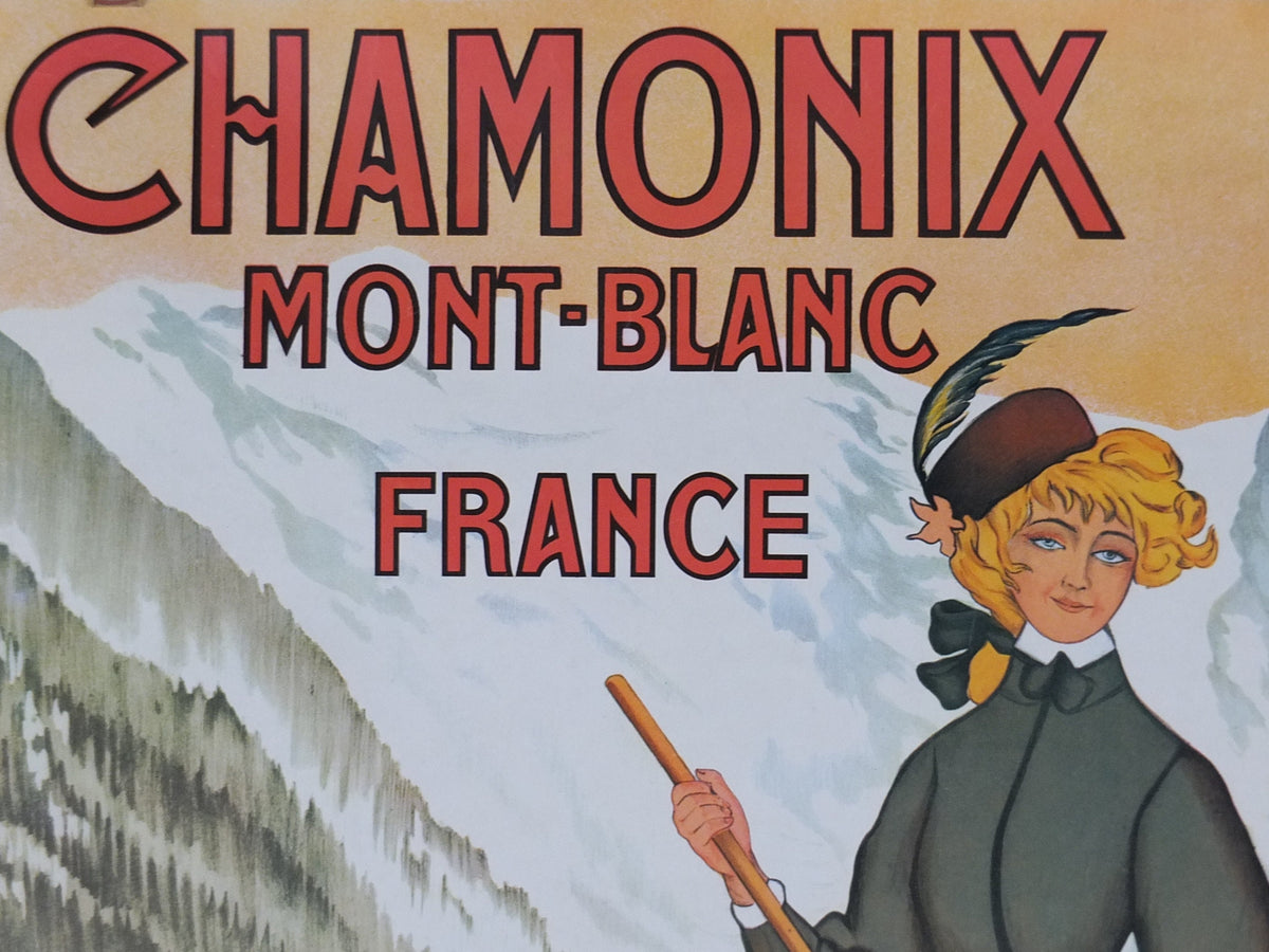 1980s Ski Chamonix Mont Blanc Poster, 80th Anniversary of Winter Sports, sport d'hiver, travel tourism skiing, wall art decor