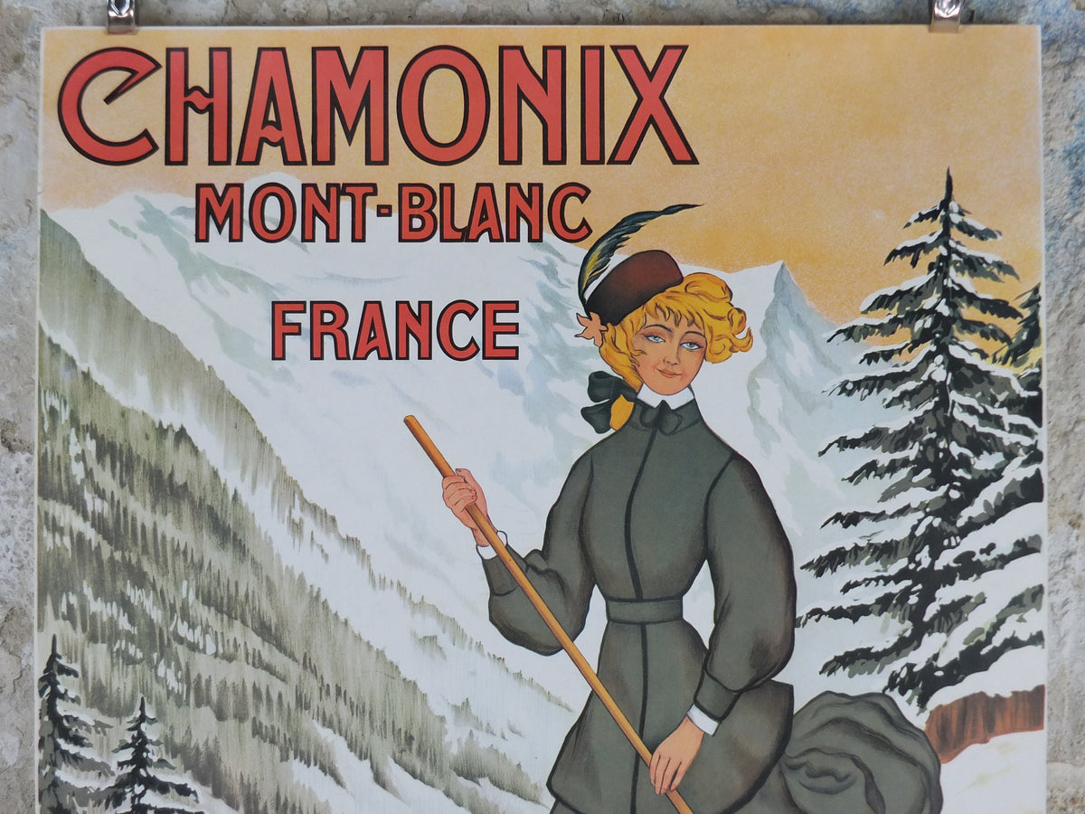 1980s Ski Chamonix Mont Blanc Poster, 80th Anniversary of Winter Sports, sport d'hiver, travel tourism skiing, wall art decor
