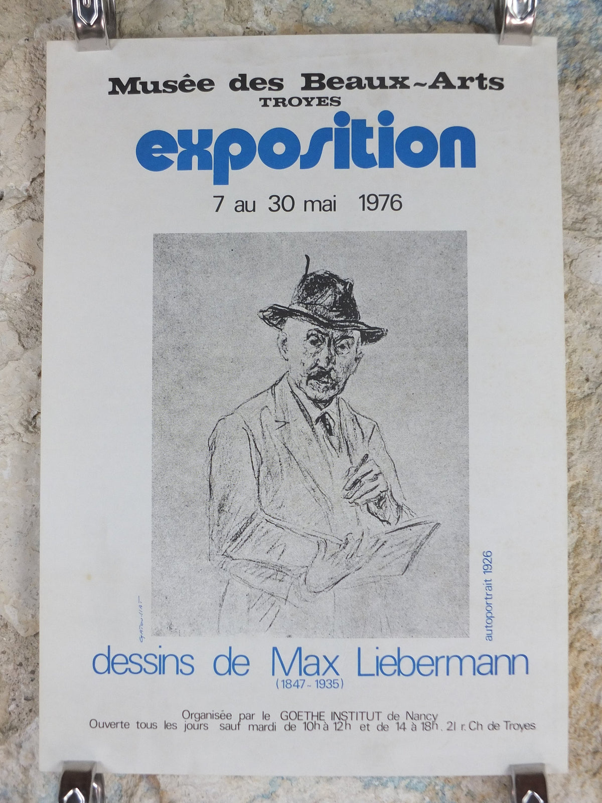 1976 Max Liebermann Poster, Self Portrait 1926, Berlin Secession expressionist, artist gallery exhibition, wall art decor