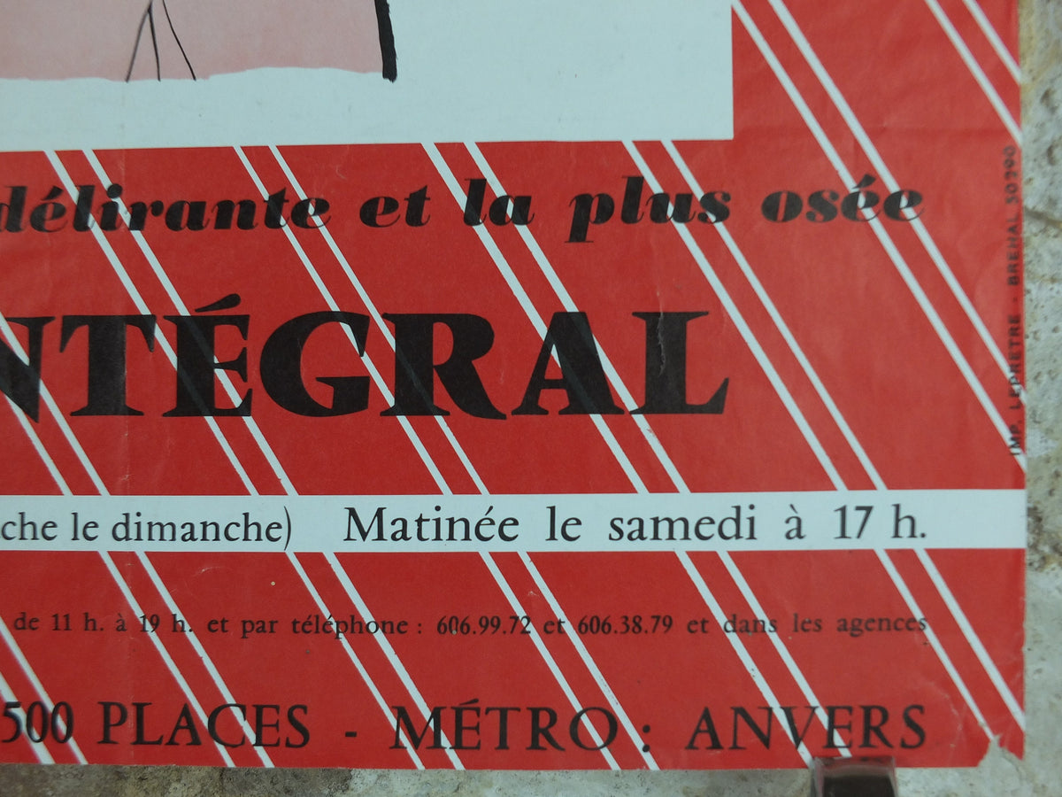1970s Oh Paris Poster, from Elysee Theatre Montmartre, from the avant garde play Oh! Calcutta! wall art decor