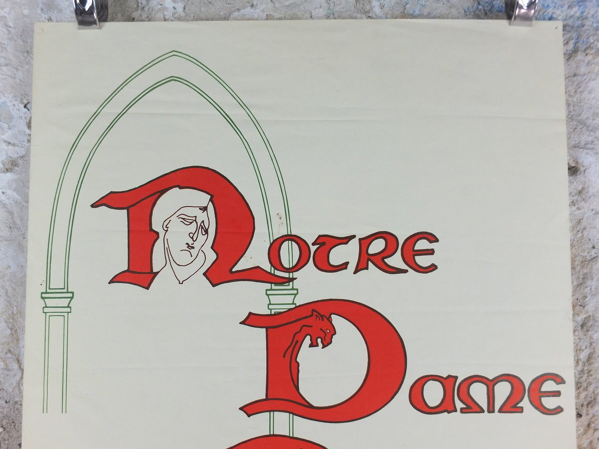 1973 Notre Dame de Paris Poster, Victor Hugo, a theatrical adaptation from Centre Regional d'Animation Culturelle, wall art decor