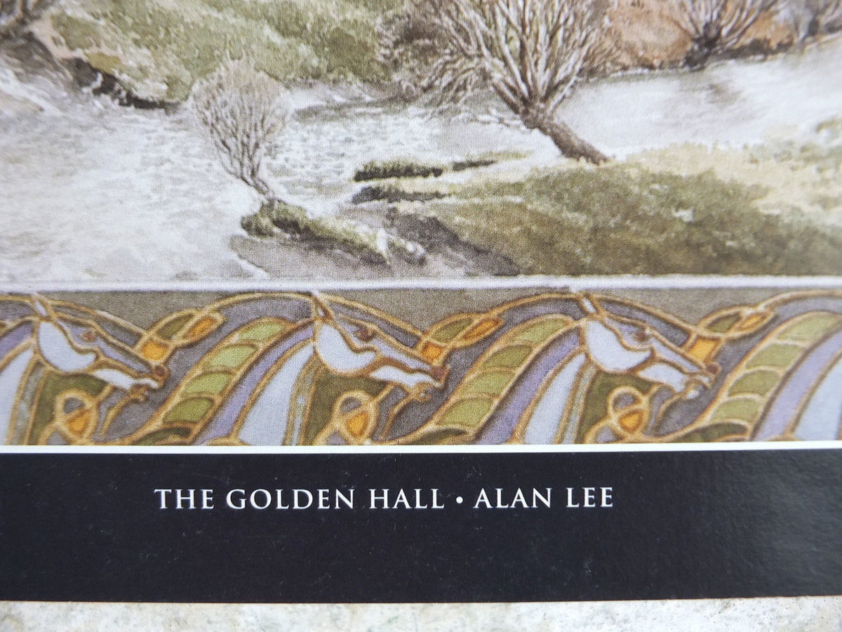 2002 Edoras the Golden Hall Poster, by Alan Lee, Vintage JRR Tolkien Lord of the Rings, Rohan, Two Towers, illustration print wall art decor