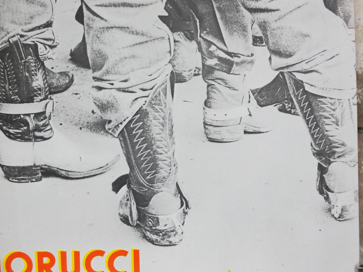1980s Fiorucci rare Poster, Cowboys in Cowboy boots, Rodeo, Italian fashion label, Safety Jeans, advertising retro wall art decor
