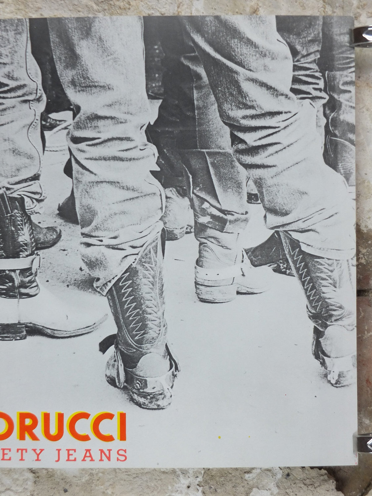 1980s Fiorucci rare Poster, Cowboys in Cowboy boots, Rodeo, Italian fashion label, Safety Jeans, advertising retro wall art decor