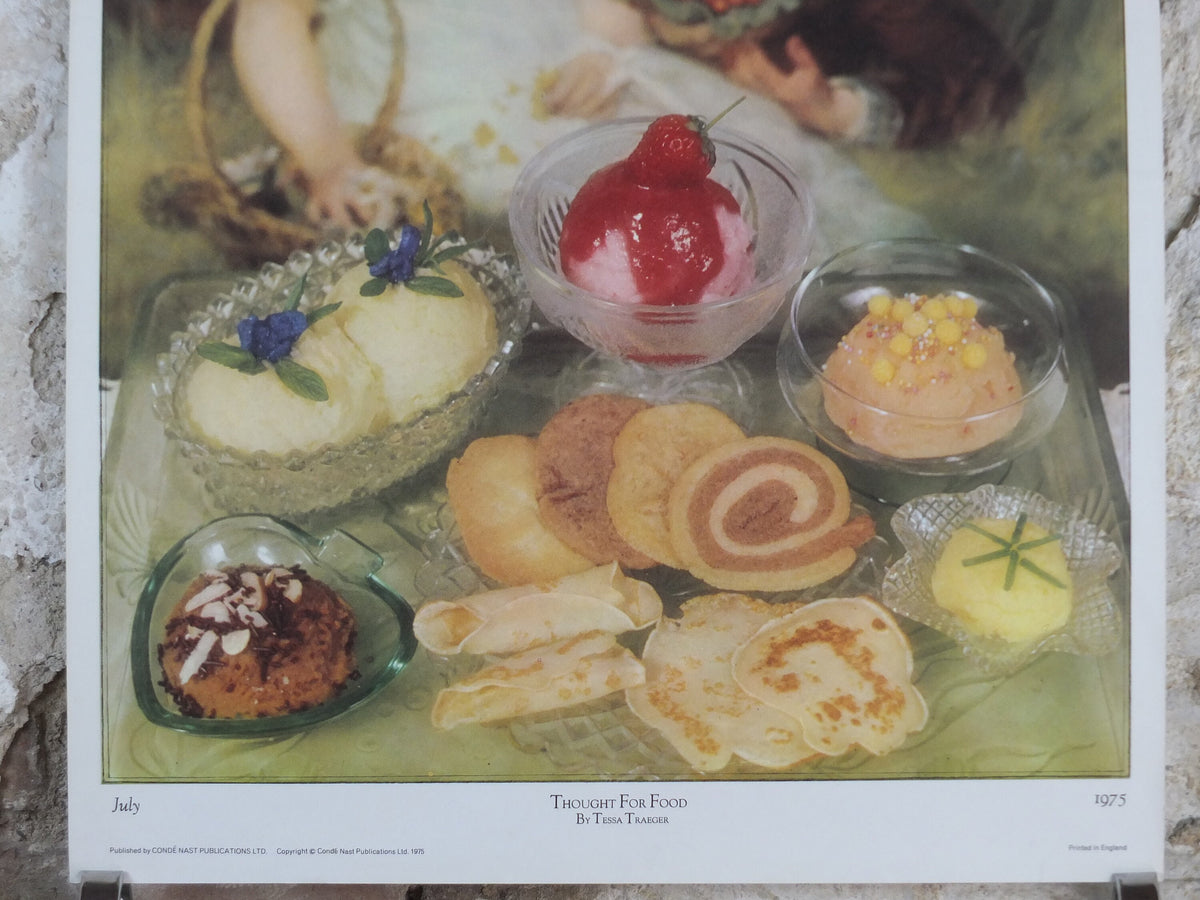 1975 Vogue Magazine Poster, by Conde Nast, Thought for Food, by Tessa Traeger Dryden, art deco nouveau, fashion Advertising, wall art decor