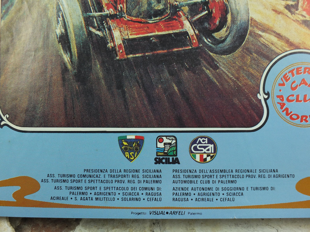 1990 La Sicilia dei Florio Poster, Panormus Vintage Car Rally enthusiasts, Sicily, Italy, motor sport motorsport, wall art decor