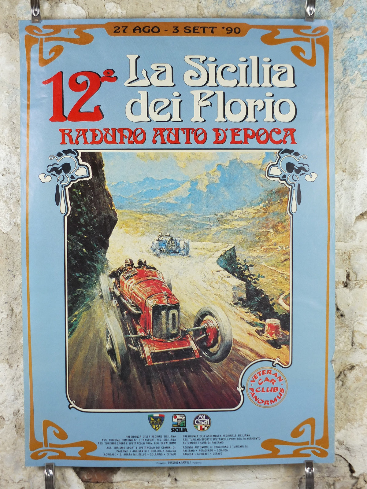 1990 La Sicilia dei Florio Poster, Panormus Vintage Car Rally enthusiasts, Sicily, Italy, motor sport motorsport, wall art decor