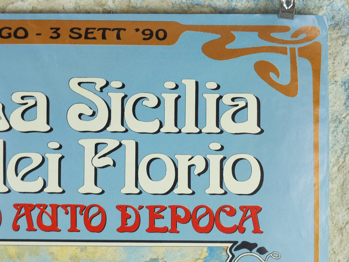 1990 La Sicilia dei Florio Poster, Panormus Vintage Car Rally enthusiasts, Sicily, Italy, motor sport motorsport, wall art decor