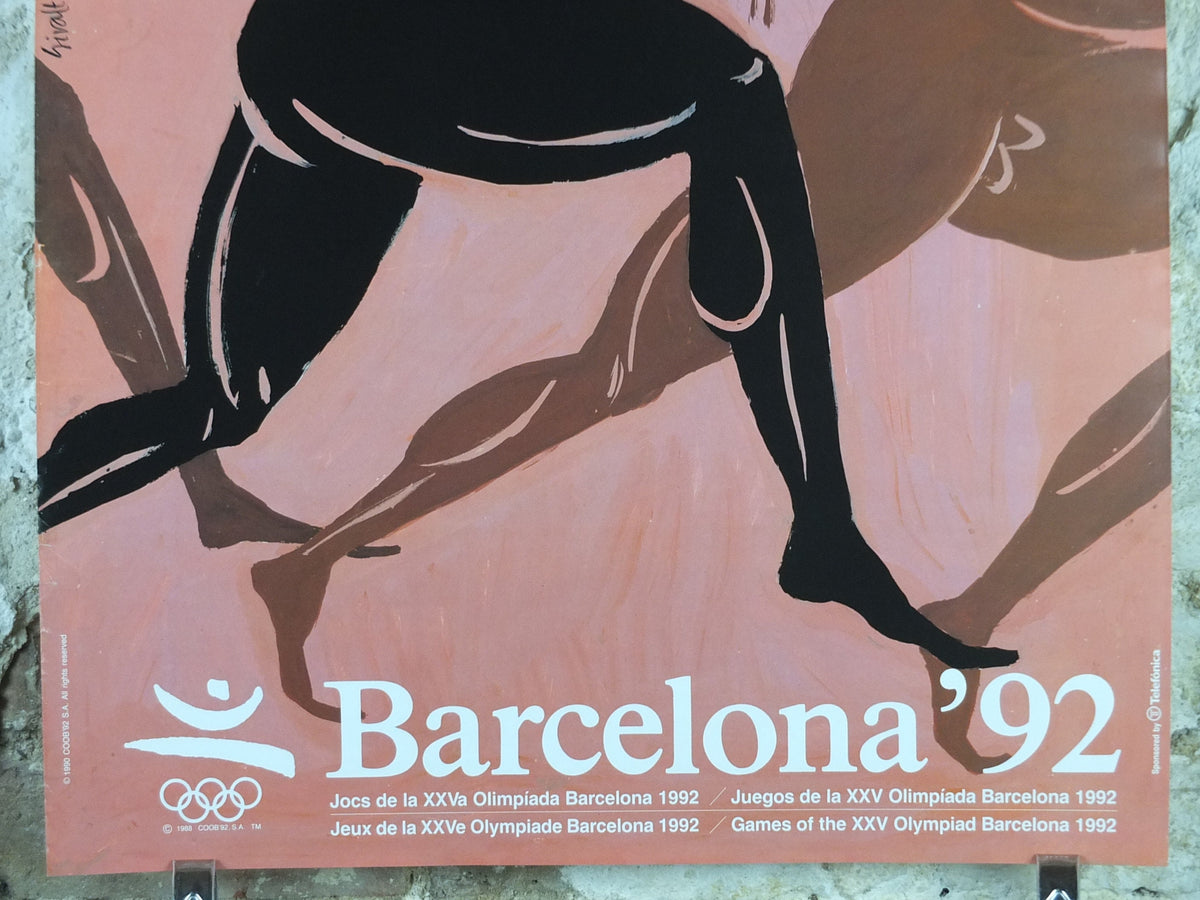 1992 Vintage Barcelona Olympic Poster, Athletics by Giralt Miracle, XXV Olympiad, post modern, sport wall art decor