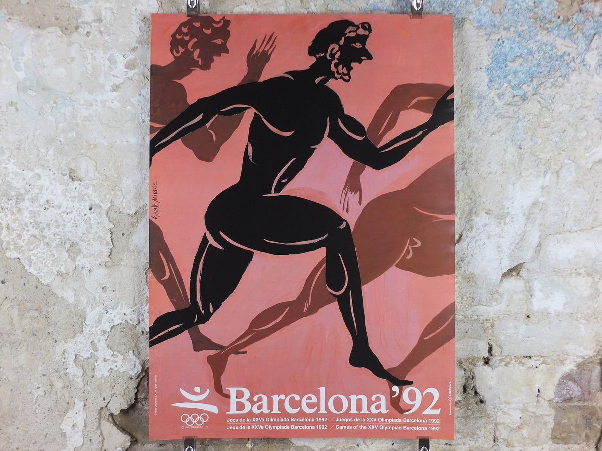1992 Vintage Barcelona Olympic Poster, Athletics by Giralt Miracle, XXV Olympiad, post modern, sport wall art decor