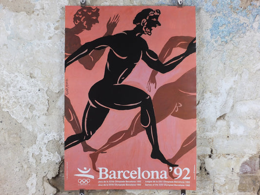 1992 Vintage Barcelona Olympic Poster, Athletics by Giralt Miracle, XXV Olympiad, post modern, sport wall art decor