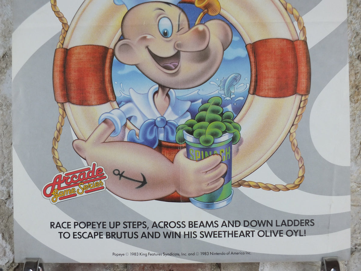 1983 Popeye the Sailor Man Poster, computer game from Parker Video Games by E. C. Segar, comic wall art decor