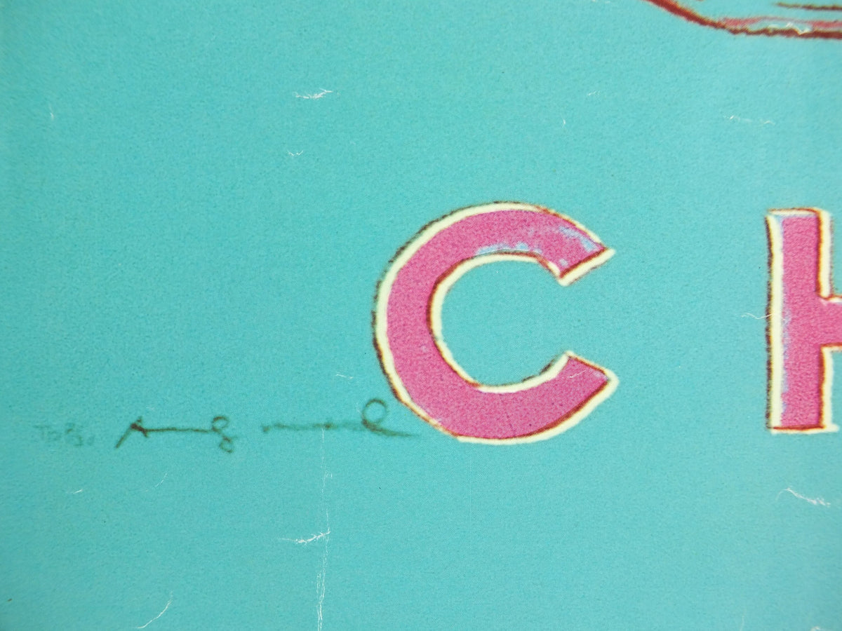 1997 No 5 Chanel Poster, by Andy Warhol, perfume bottle, cosmetics, from Selfridges advertising, bold green and blue, pop art wall art decor