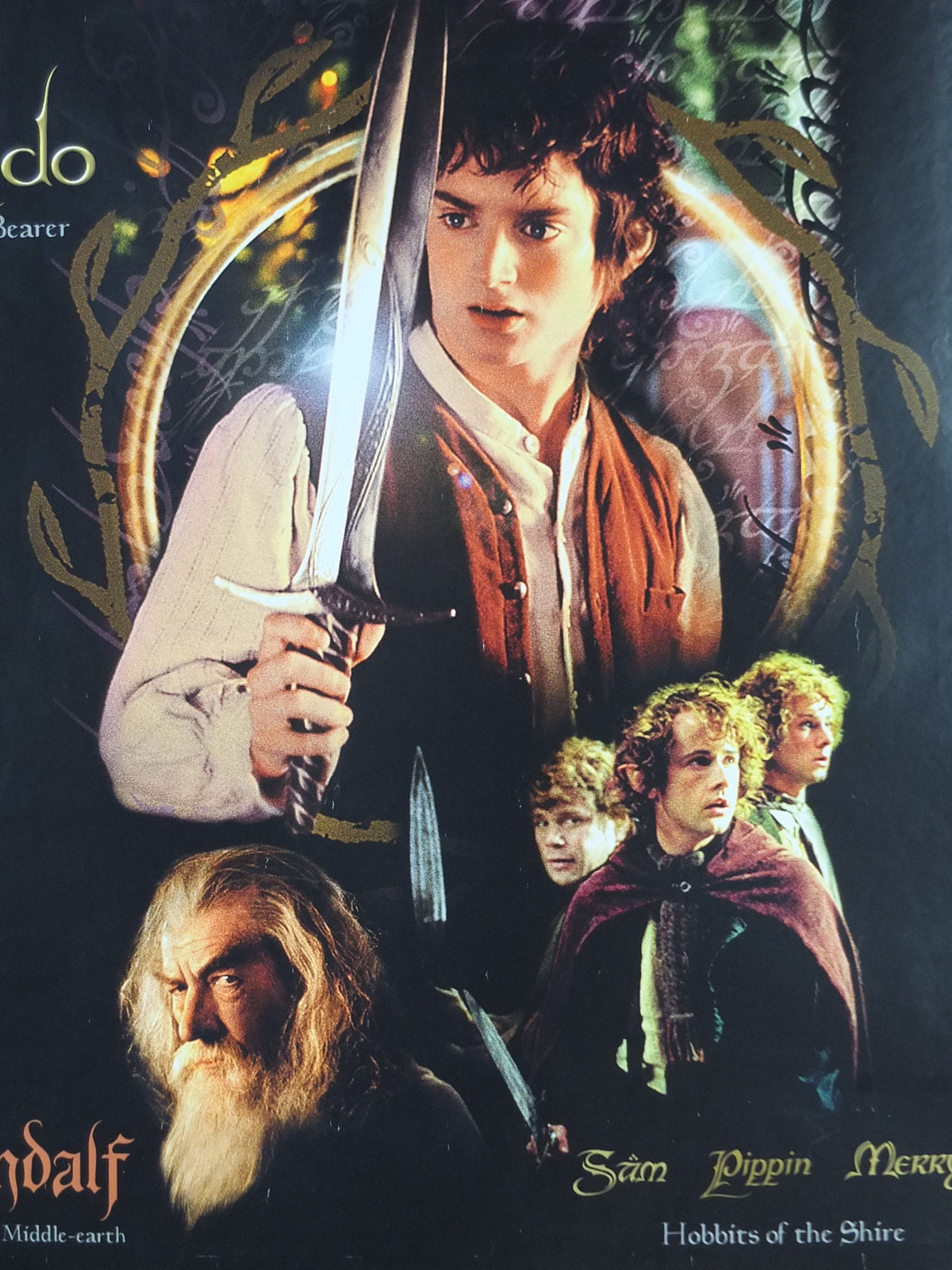 2002 The Lord of the Rings Poster, Hobbits and Wizards, New Line Fellowship of the Ring, J.R.R. Tolkien, fantasy wall art decor