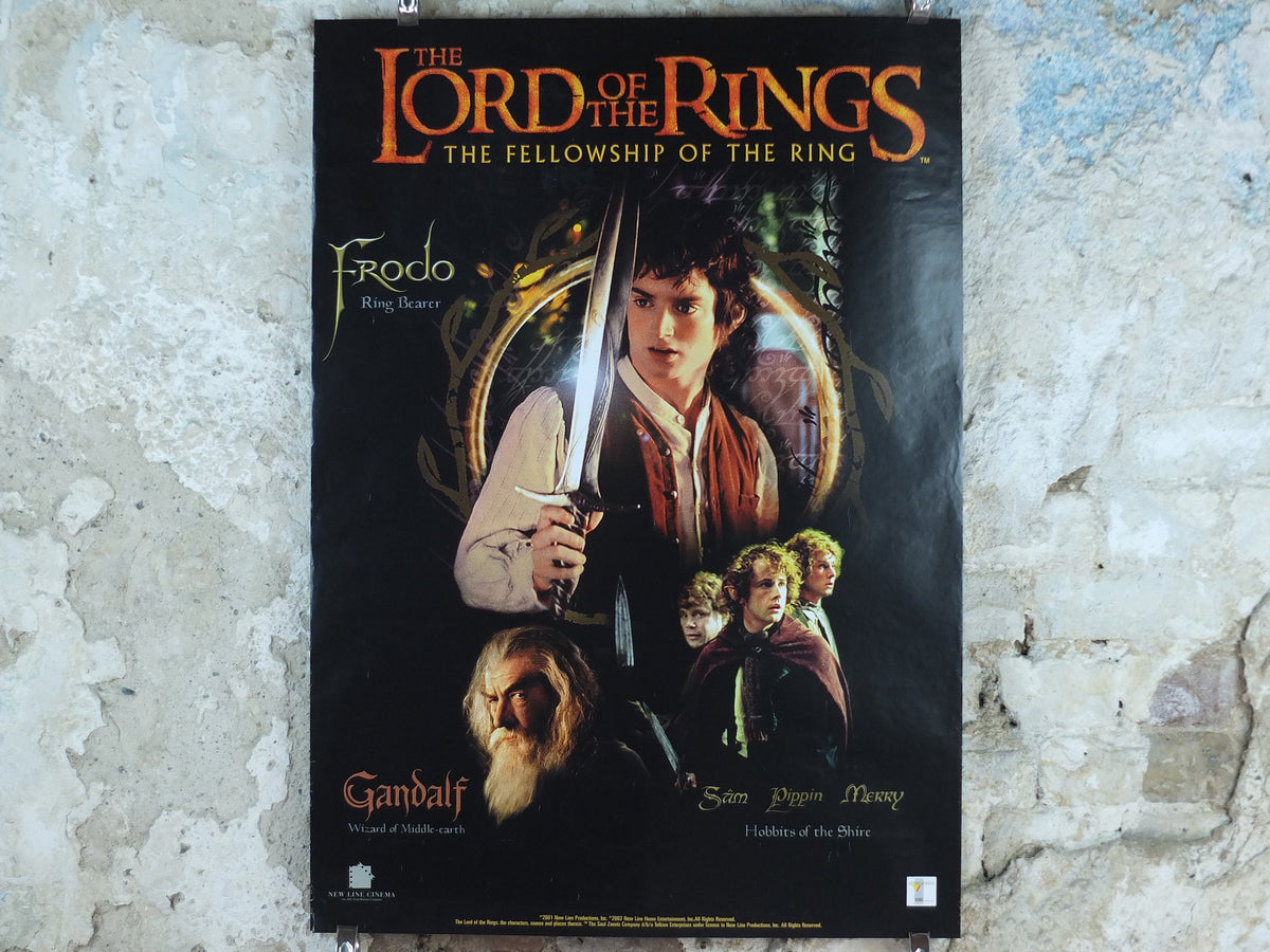 2002 The Lord of the Rings Poster, Hobbits and Wizards, New Line Fellowship of the Ring, J.R.R. Tolkien, fantasy wall art decor