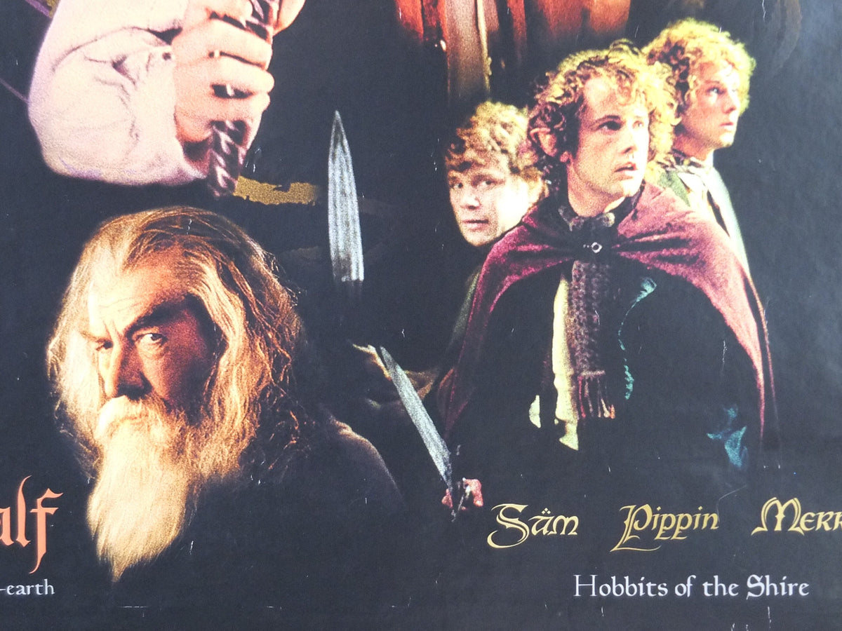 2002 The Lord of the Rings Poster, Hobbits and Wizards, New Line Fellowship of the Ring, J.R.R. Tolkien, fantasy wall art decor