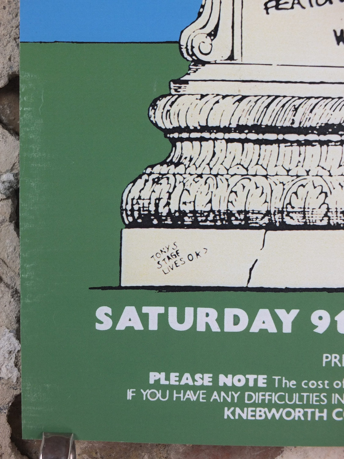 1978 Knebworth Park Concert Poster, Not another boring Knebworth, Signed by Freddy Bannister, 1999 reprint, Psychedelic rock music, wall art