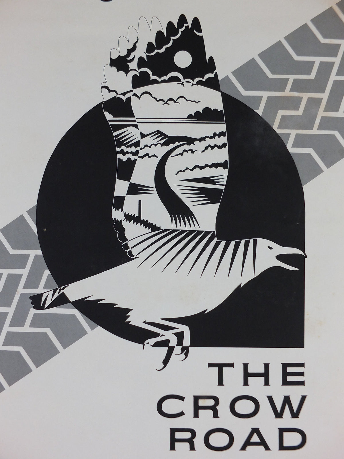 1992 Iain Banks Poster, The Crow Road, "Death, sex, drink, God and illegal substances", monochrome, wall art retro decor