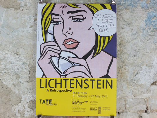 2013 Roy Lichtenstein Poster, Oh Jeff I love you too 1964, Tate Modern, London, Pop Art artist gallery exhibition, wall art decor