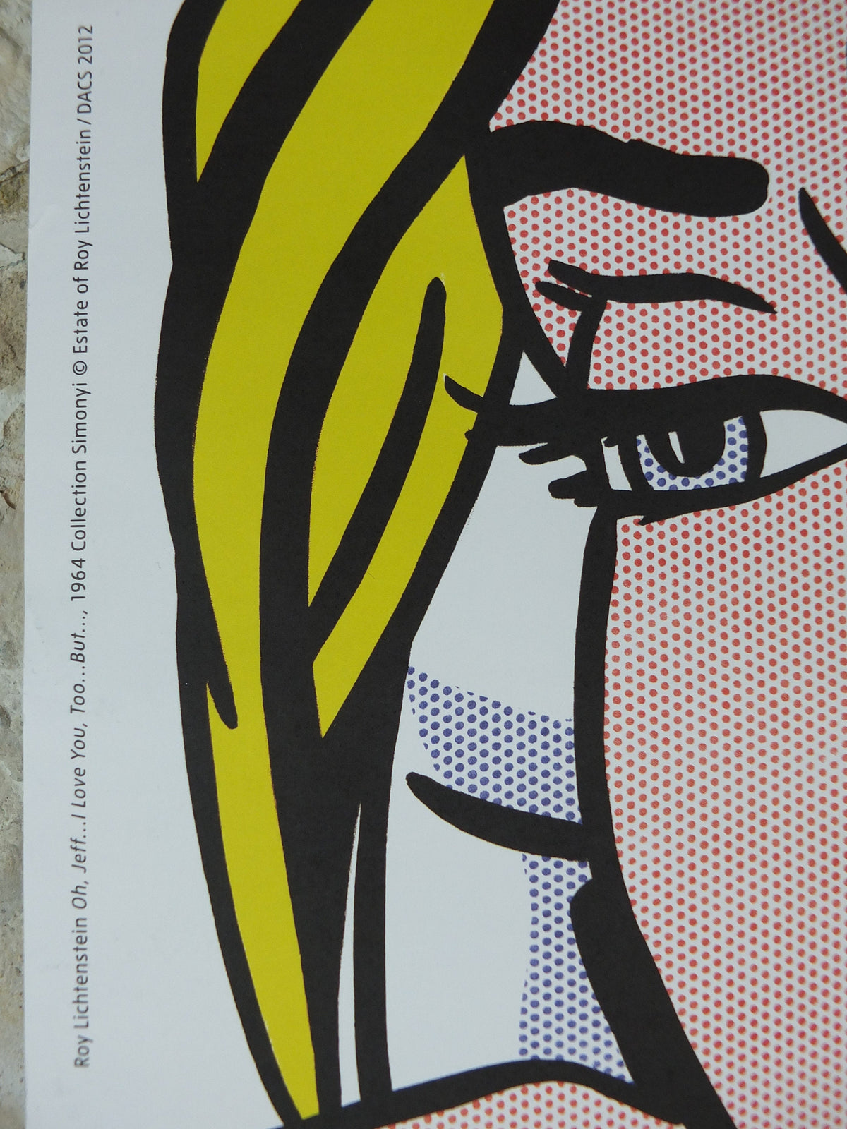 2013 Roy Lichtenstein Poster, Oh Jeff I love you too 1964, Tate Modern, London, Pop Art artist gallery exhibition, wall art decor