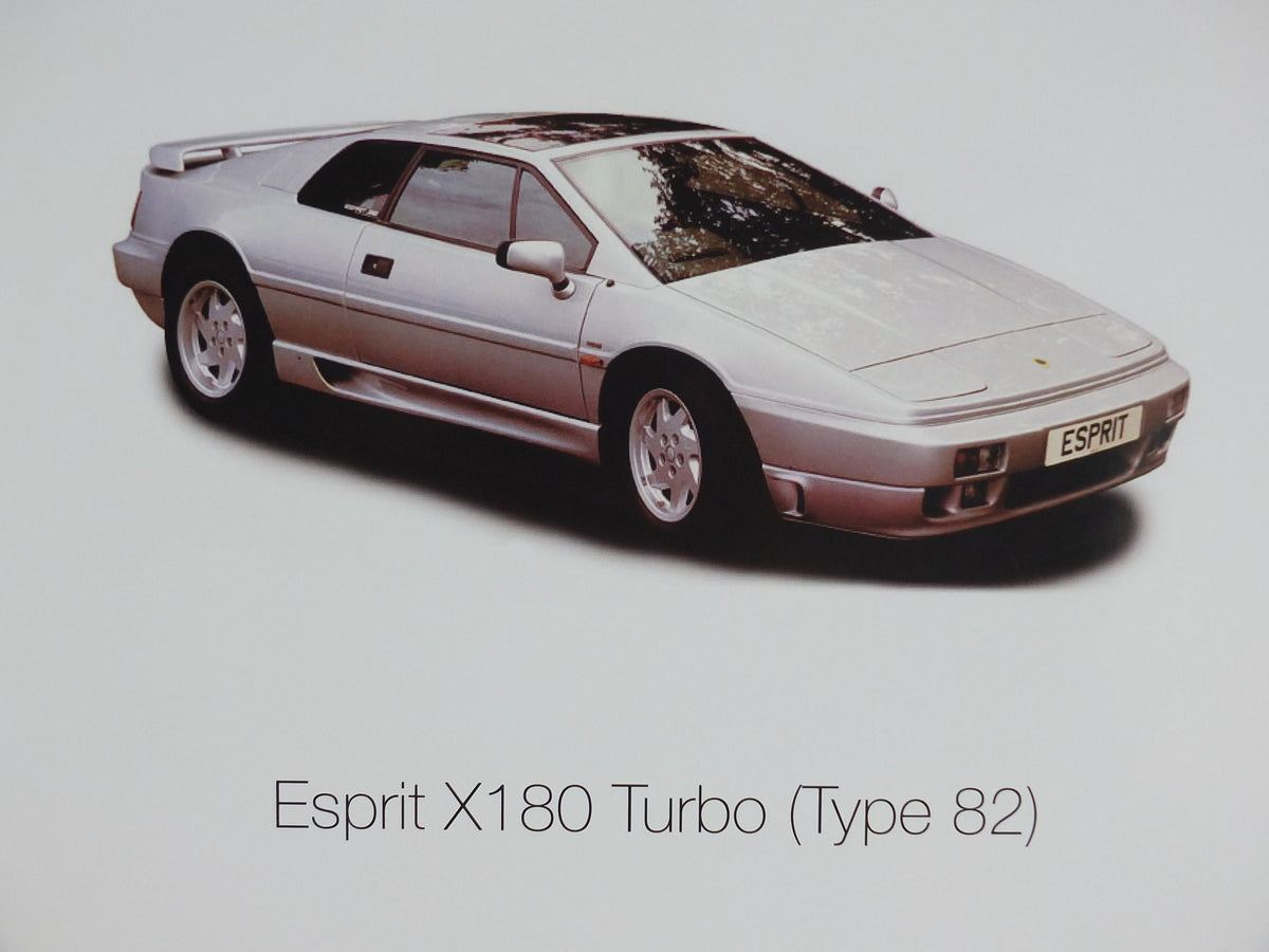 2000s Lotus Poster, showing sports cars Esprit S1, Esprit X80 Turbo S1, Excel hung in dealer showroom, Group Lotus sports, wall art decor