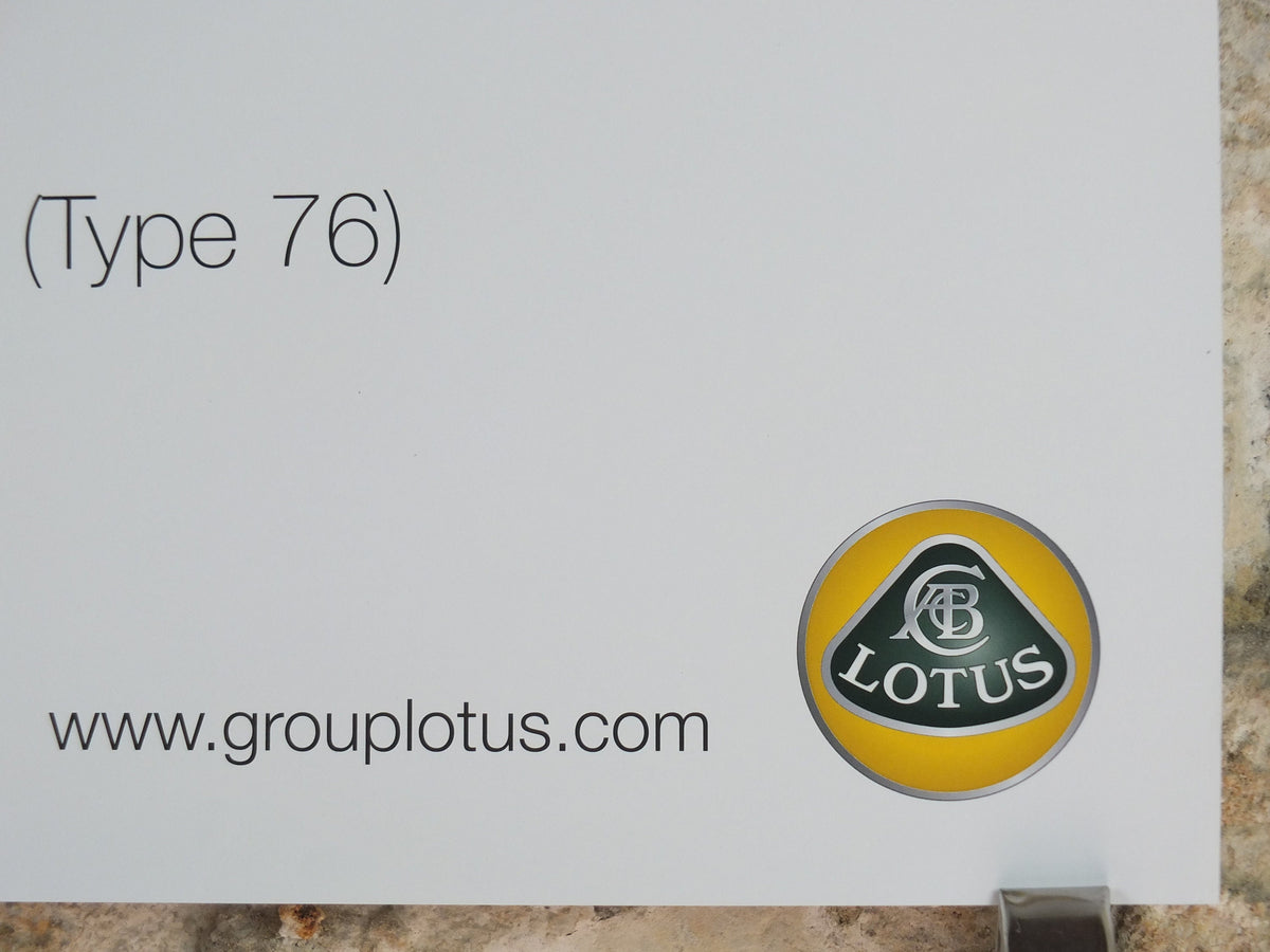 2000s Lotus Poster, showing sports cars Europa TC, Elite, Eclat hung in dealer showroom, Group Lotus sports, wall art decor