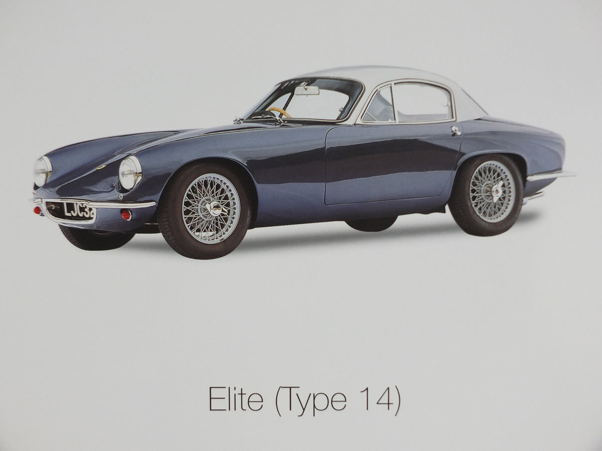 2000s Lotus Poster, showing sports cars Seven, Elite, Elan S1/2 hung in dealer showroom, Group Lotus sports, wall art decor