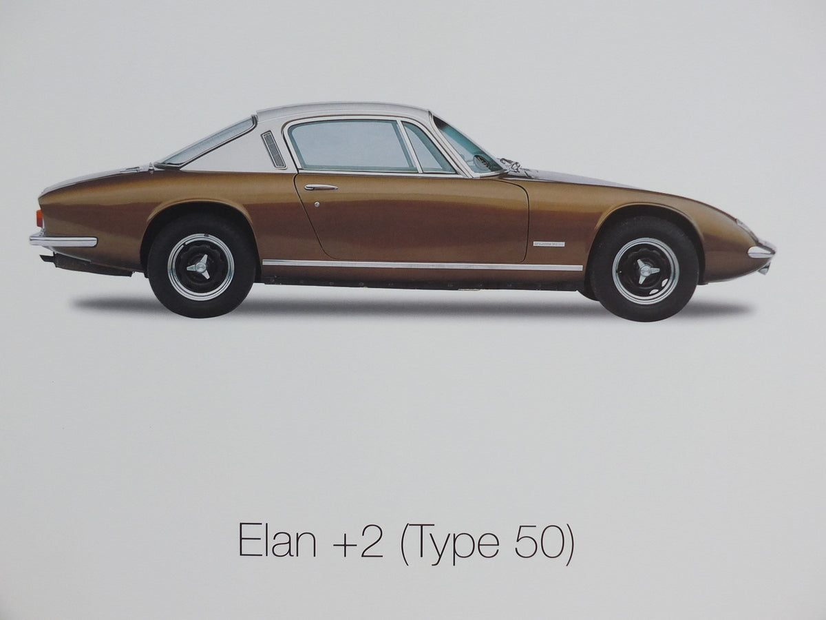 2000s Lotus Poster, showing sports cars Elan Coupe, Europa S2, Elan +2, hung in dealer showroom, Group Lotus sports, wall art decor