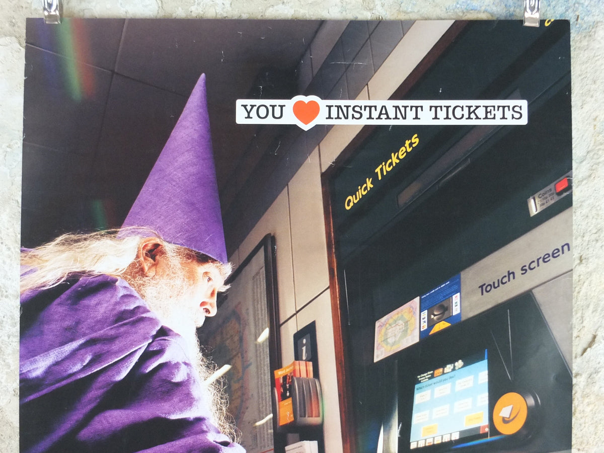 2003 Tube London Underground Poster, Wizard with an Oyster card, authentic London history, travel history, wall art decora