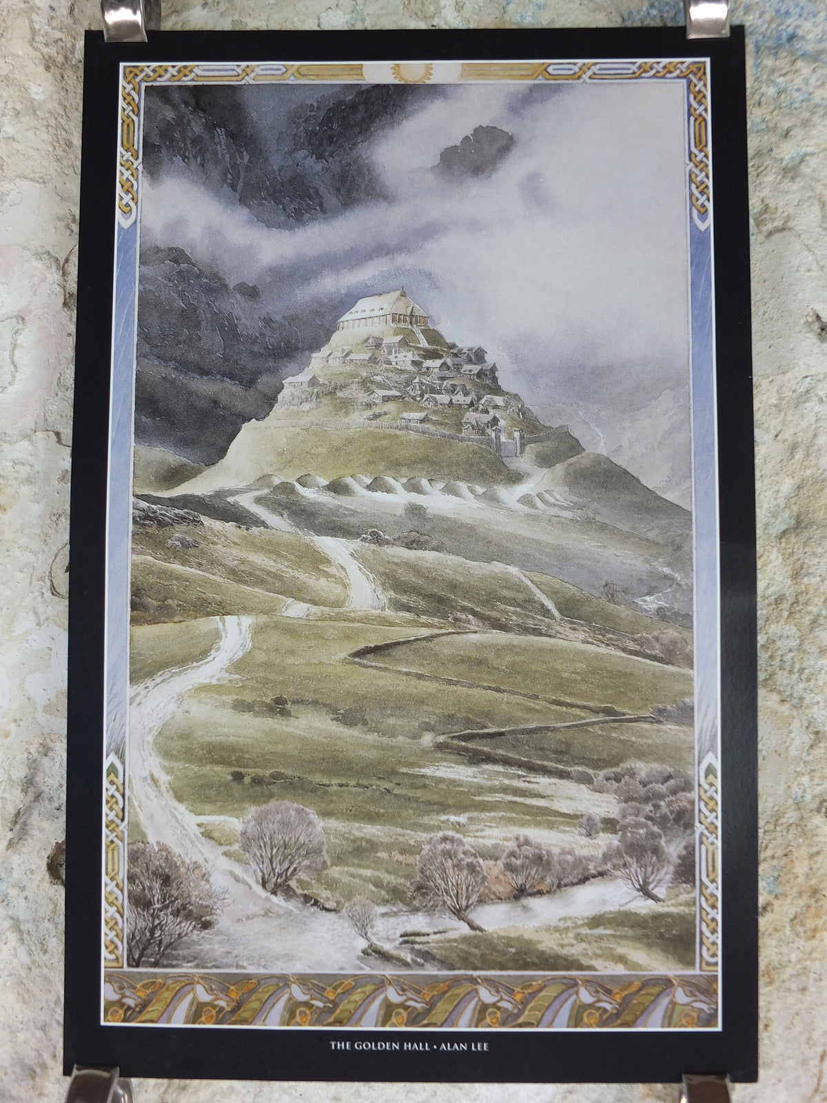 2002 Edoras the Golden Hall Poster, by Alan Lee, Vintage JRR Tolkien Lord of the Rings, Rohan, Two Towers, illustration print wall art decor