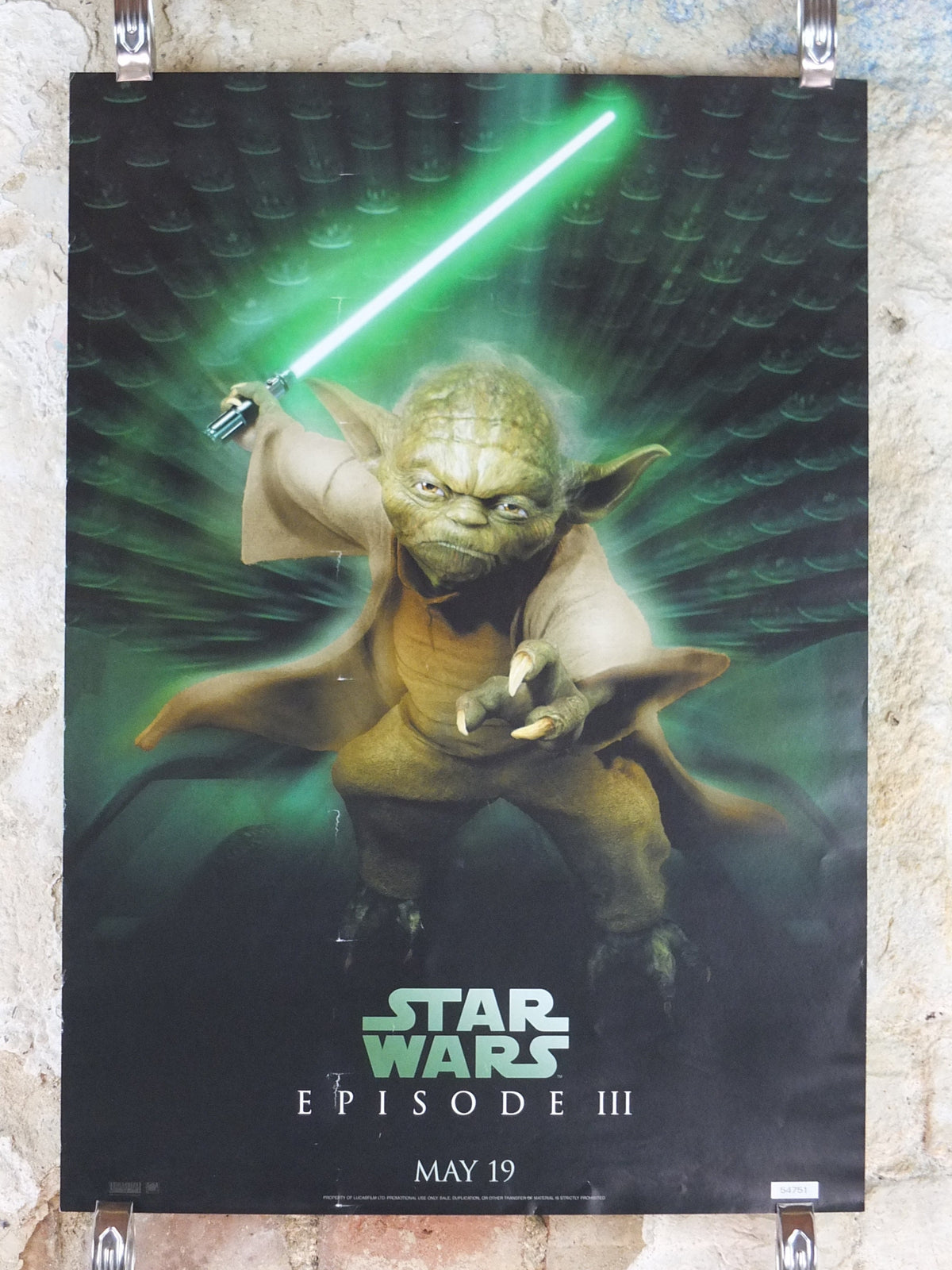 2005 Yoda Poster, Vintage Star Wars Trilogy, Revenge of the Sith, Lucasfilm, wall art film memorabilia