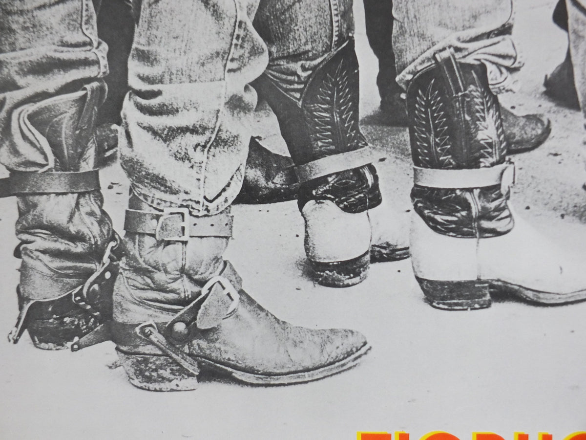 1980s Fiorucci rare Poster, Cowboys in Cowboy boots, Rodeo, Italian fashion label, Safety Jeans, advertising retro wall art decor