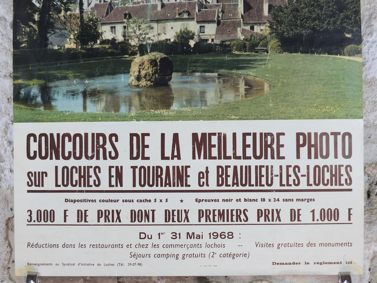 1968 Loire Valley Travel Poster, "Château de Loches" photography competition, travel tourism, wall art decor