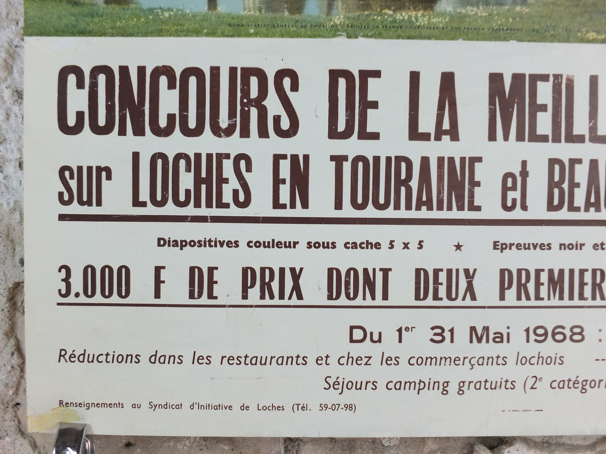 1968 Loire Valley Travel Poster, "Château de Loches" photography competition, travel tourism, wall art decor