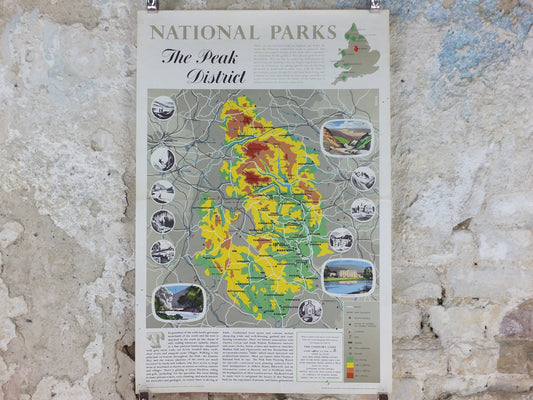 1968 Peak District Poster, National Parks, Pennines, Bakewell, Pennine Hills, Travel and Tourism, walking trail, wall art decor