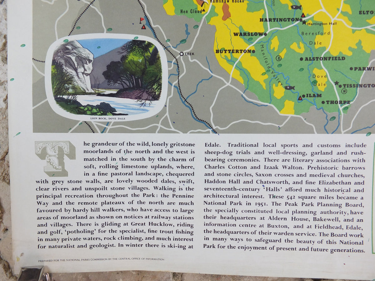 1968 Peak District Poster, National Parks, Pennines, Bakewell, Pennine Hills, Travel and Tourism, walking trail, wall art decor