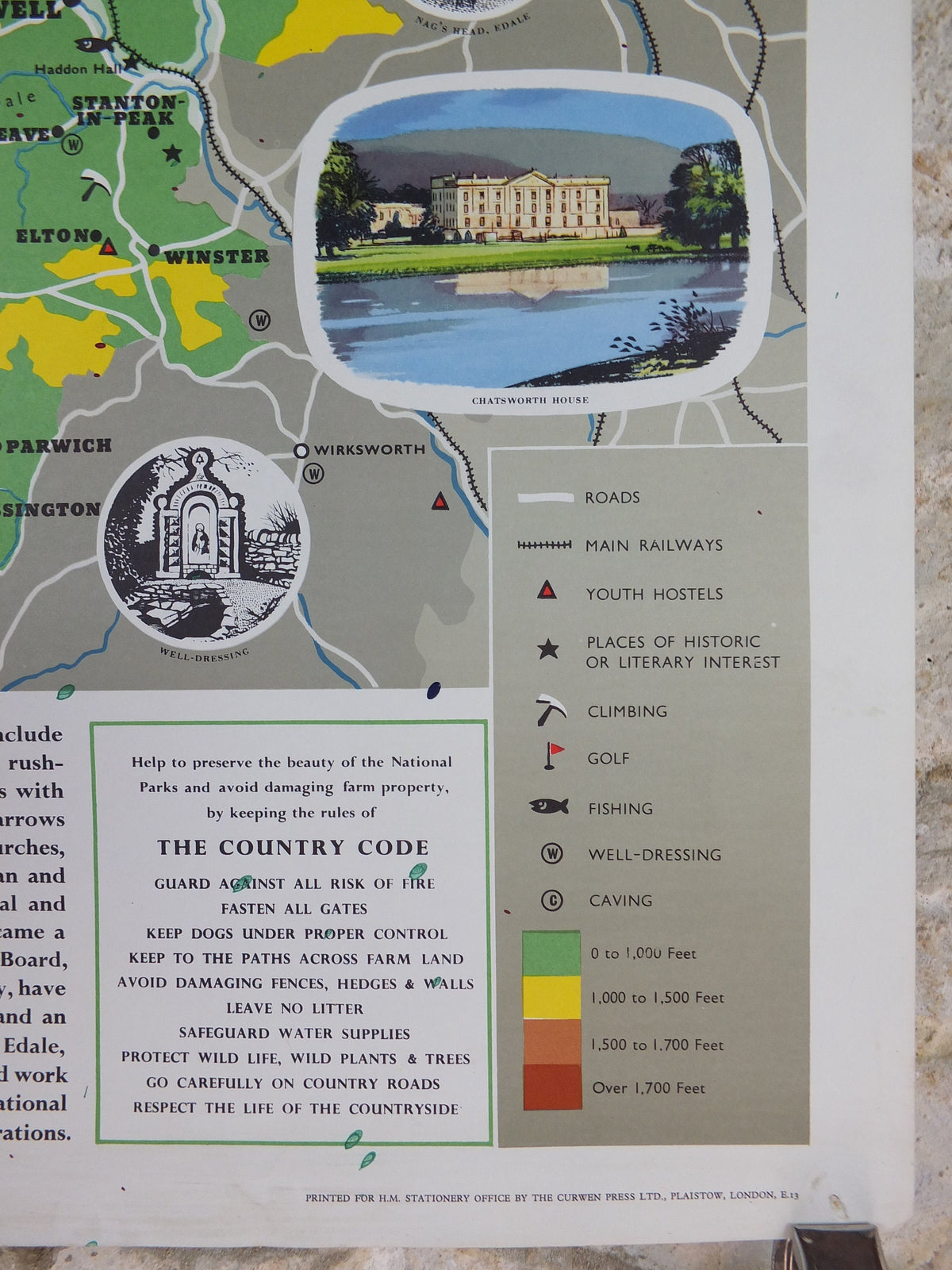 1968 Peak District Poster, National Parks, Pennines, Bakewell, Pennine Hills, Travel and Tourism, walking trail, wall art decor