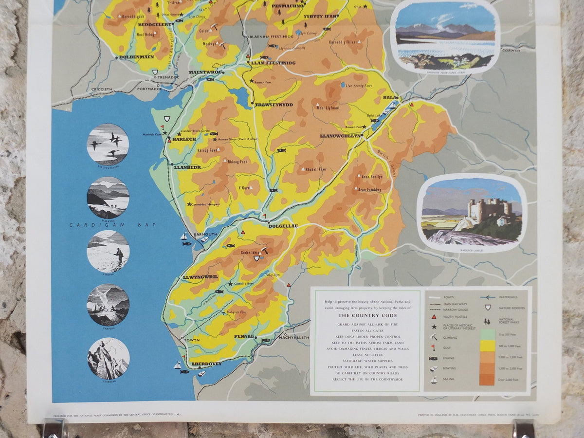 1963 Snowdonia Poster, National Parks, Mt Snowdon, Land of the Eagles, Travel and Tourism, walking trail, wall art decor