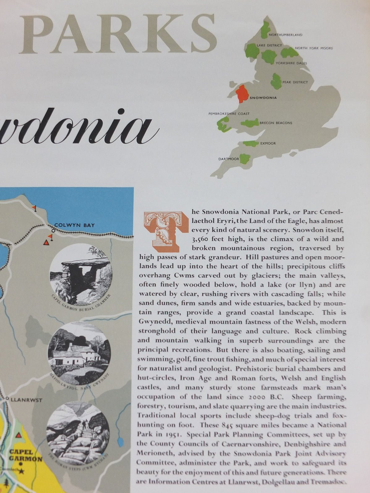 1963 Snowdonia Poster, National Parks, Mt Snowdon, Land of the Eagles, Travel and Tourism, walking trail, wall art decor