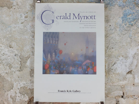 1984 Gerald Mynott Poster, The Venice Carnival, Francis Kyle Gallery, London, gallery exhibition wall art decor
