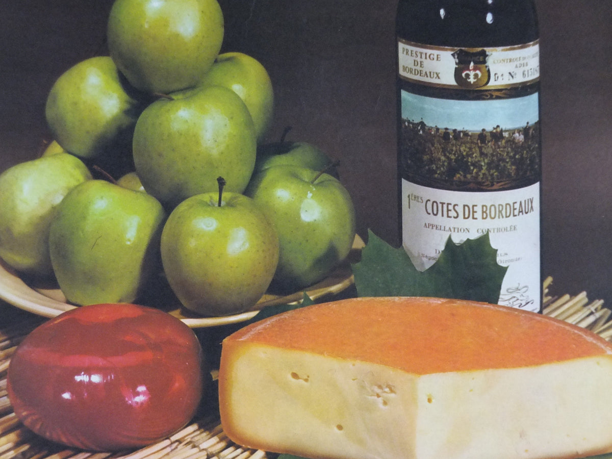 1960s Cheeses of France Poster, Baby Gouda, "Fromages de France", cheesemaking, viticulture, kitchenalia wall art decor