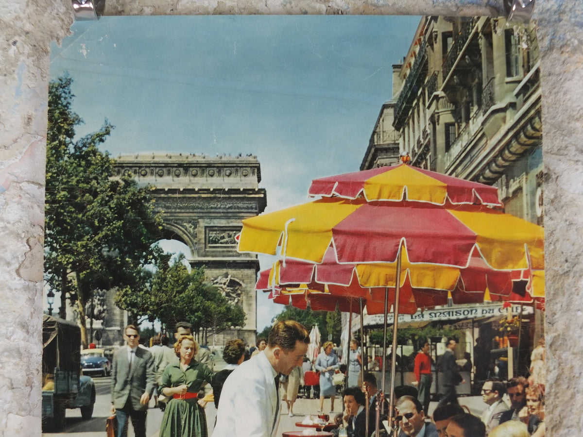 1960s Champ de Elysees Paris Poster, Arc de Triomphe, France, travel wall art decor