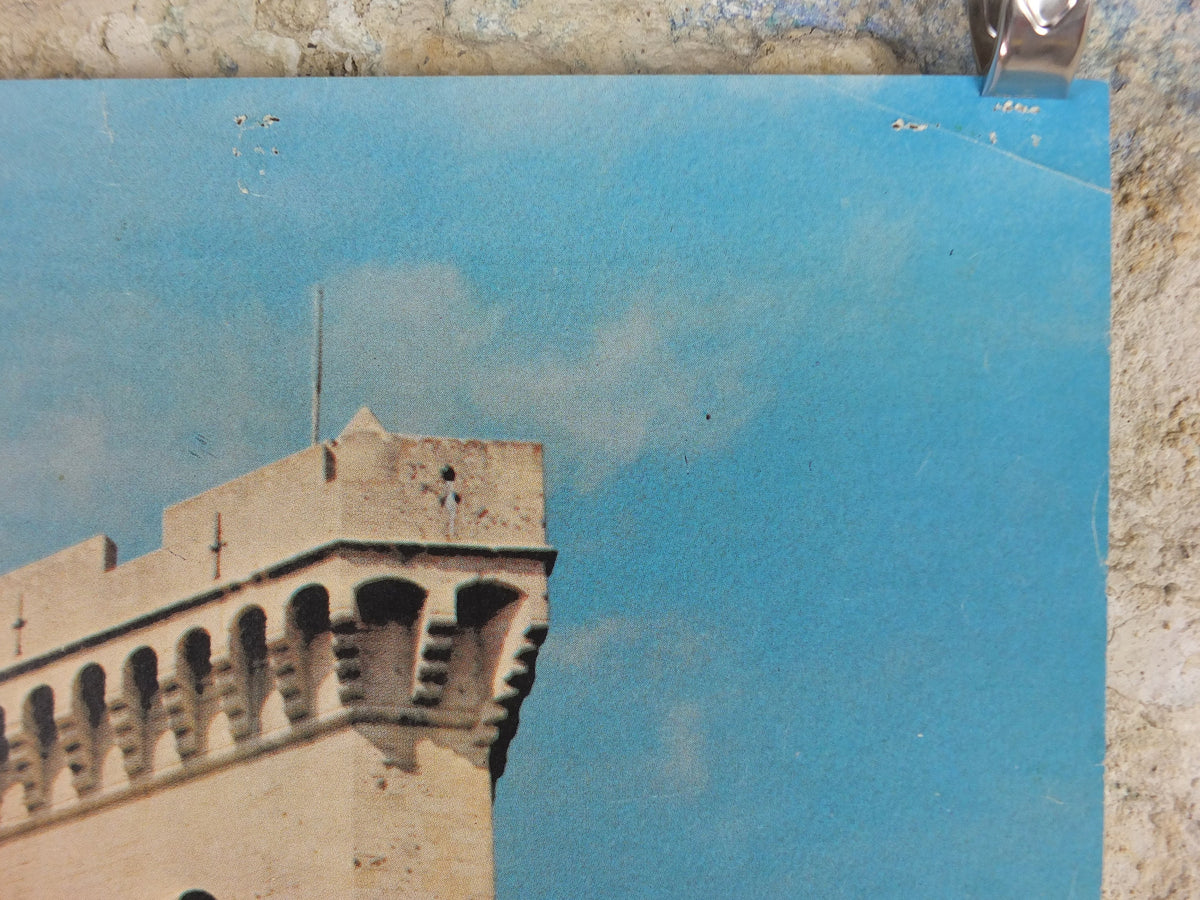 1960s Château de Beaucaire Nimes Poster, young lady in front of medieval castle, France, travel wall art decor