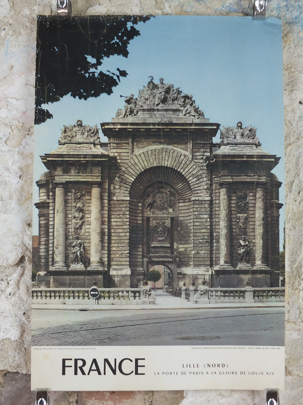 1960s Porte de Paris Lille Poster, The Gates of Paris, Triumphal arch, France, travel wall art decor
