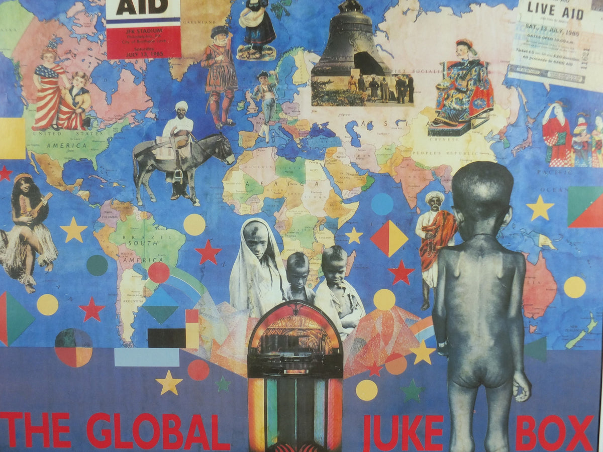 1985 Original Live Aid Poster, The Global Juke Box by Peter Blake, Wembley Stadium, John F. Kennedy Stadium, July 13th 1985, wall art decor