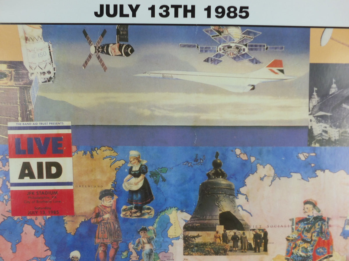 1985 Original Live Aid Poster, The Global Juke Box by Peter Blake, Wembley Stadium, John F. Kennedy Stadium, July 13th 1985, wall art decor
