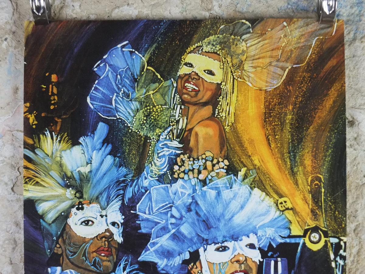 1990s Champagne de Castellane Poster, Masquerade ball, Epernay France, Viticulture print wall art decor