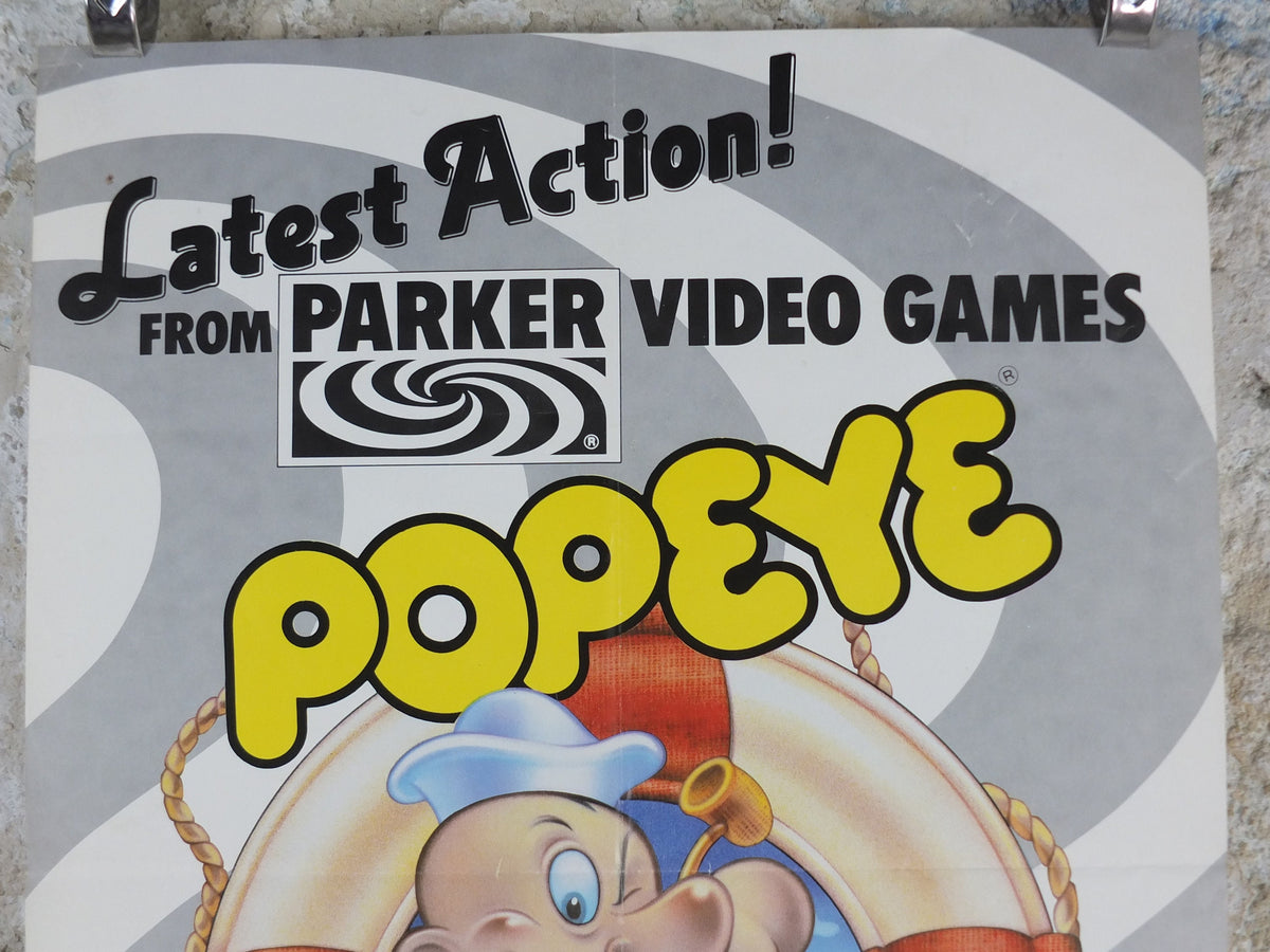 1983 Popeye the Sailor Man Poster, computer game from Parker Video Games by E. C. Segar, comic wall art decor